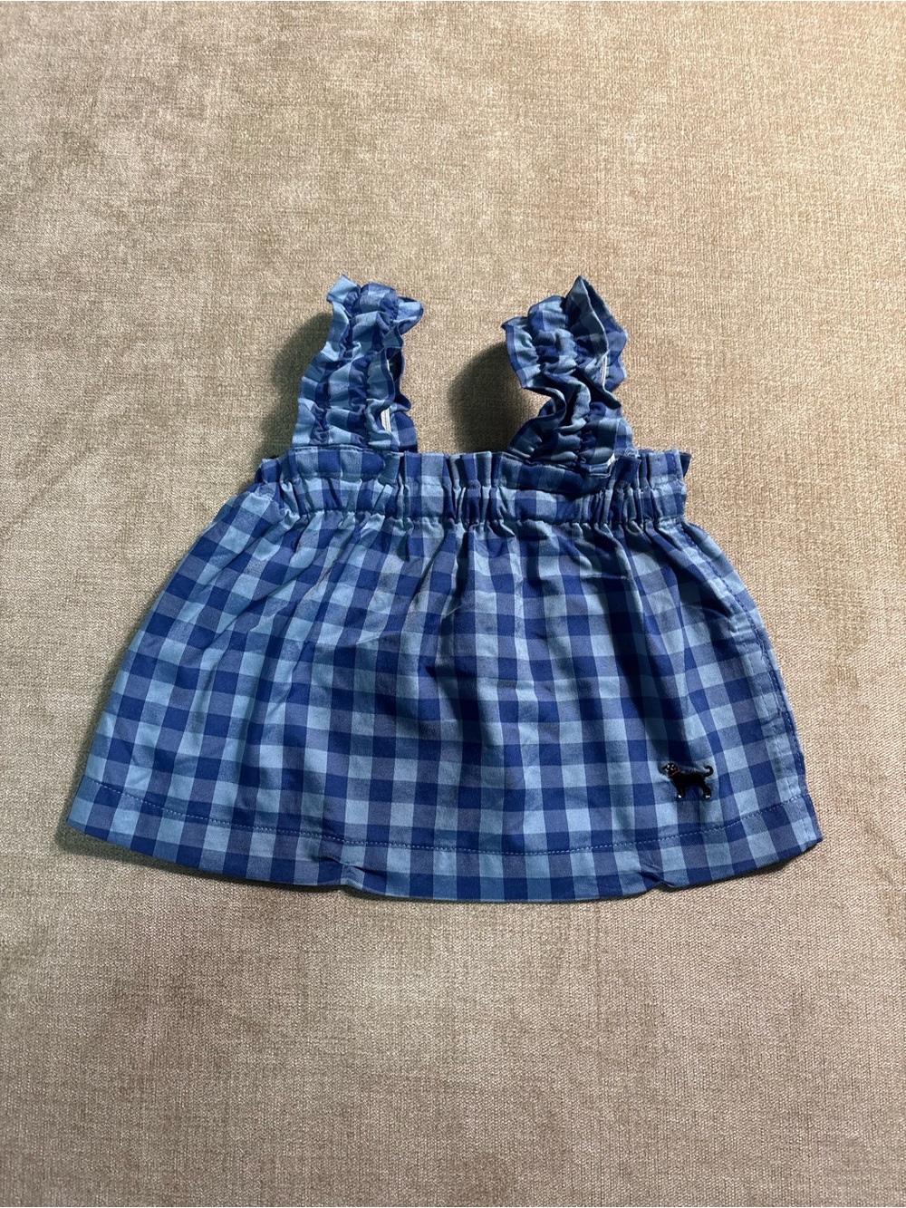 The Black Dog Blue Plaid Ruffle Strap Girls Top